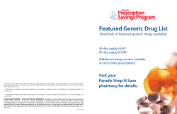 Featured Generic Drug List