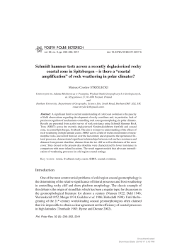 Schmidt hammer tests across a recently deglacierized rocky coastal