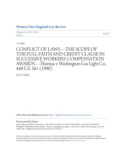 conflict of laws—the scope of the full faith and credit clause in