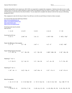 Summer Work for Math 3 Name__________________________
