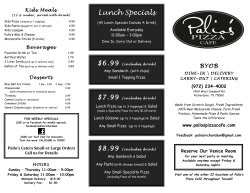 Palios Menu Page 2z - Palio`s Pizza Cafe