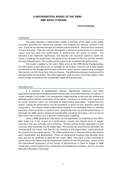 a mathematical model of the 100m - Information and resources for