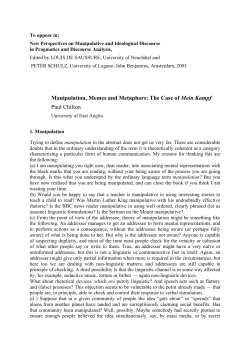Manipulation, Memes and Metaphors: The Case of Mein Kampf Paul