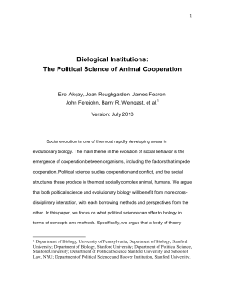 Biological Institutions and the Political Science of Animal Sociality
