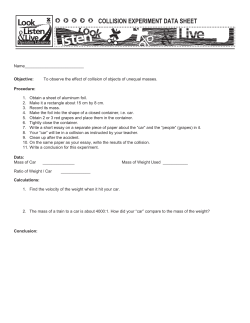 COLLISION EXPERIMENT DATA SHEET