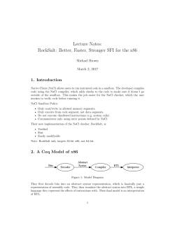 Lecture Notes: RockSalt: Better, Faster, Stronger SFI for the x86