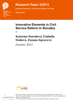 Innovative Elements in Civil Service Reform in Slovakia &ndash; Katar&iacute;na
