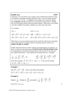 RADICALS Example 1 Example 2