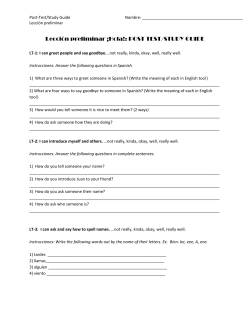 Lección preliminar ¡Hola!: POST TEST/STUDY GUIDE