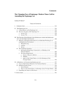 The Changing Face of Espionage: Modern Times Call for Amending