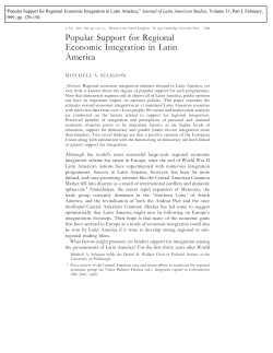 Popular Support for Regional Economic Integration in Latin America