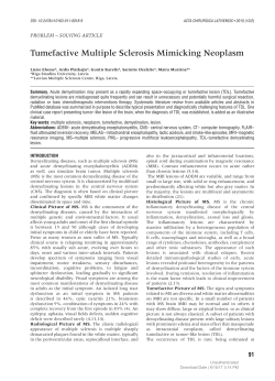 Tumefactive Multiple Sclerosis Mimicking Neoplasm