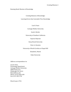 Creating Illusions 1 Running Head: Illusions of Knowledge Creating