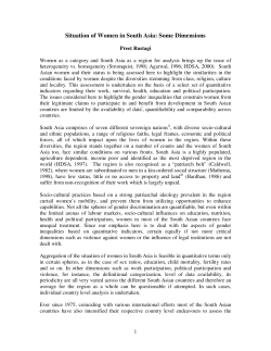 Situation of Women in South Asia: Some Dimensions