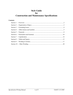 Style Guide For Construction And Maintenance Specifications