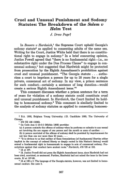 Cruel and Unusual Punishment and Sodomy Statutes