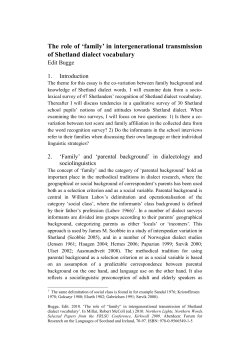 The role of `family` in intergenerational dialect transmission in Shetland