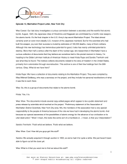 Episode 12, Manhattan Project Letter, New York City Wes