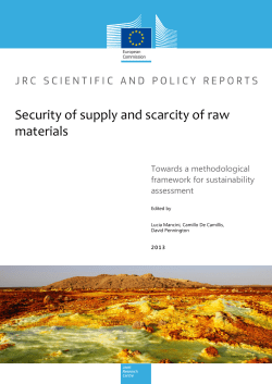 Security of supply and scarcity of raw materials - EPLCA