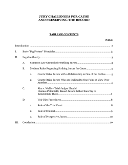 JURY CHALLENGES FOR CAUSE AND PRESERVING THE