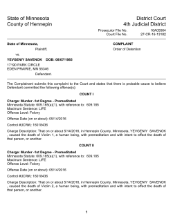 State of Minnesota District Court County of Hennepin 4th Judicial