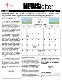 JULY 2016 - Faith Child Care