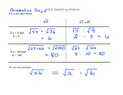 11.6 Simplifying Radicals if a = 4 and b = 9 ab ab if a = 64 and b = 100