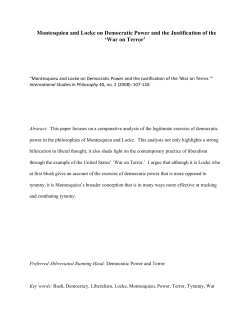 Montesquieu and Locke on Democratic Power and the