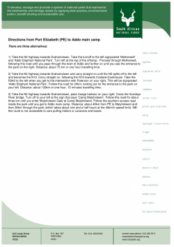 Directions from Port Elizabeth (PE) to Addo main camp