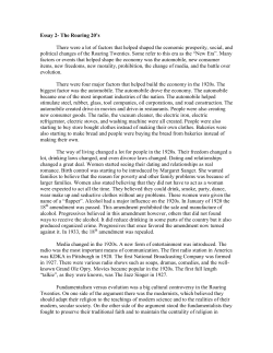 Essay 2- The Roaring 20`s