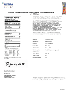 quaker chewy 90 calorie granola bar