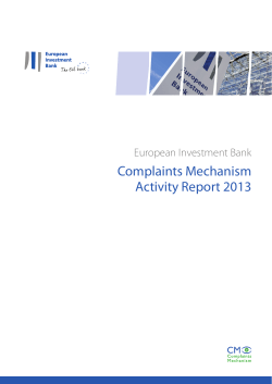 Complaints Mechanism Activity Report 2013