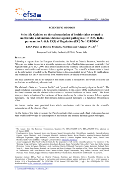 Scientific Opinion on the substantiation of health claims related to