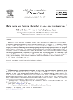 Rape blame as a function of alcohol presence and resistance type