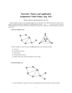 Networks: Theory and Application Assignment 2 (Due Friday, Aug
