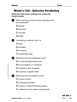Winter`s Tail&mdash; Selection Vocabulary