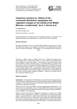 Interactive comment on &ldquo;Effects of CO continental distribution