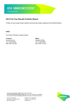2015 Full Year Results Portfolio Report