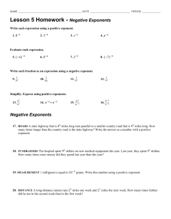 Lesson 5 Homework - Negative Exponents
