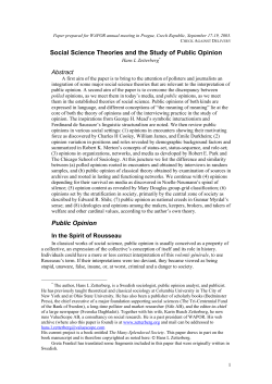 Social Science Theories and the Study of Public Opinion