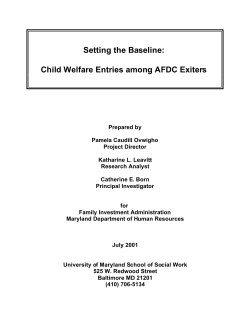 Setting the Baseline: Child Welfare Entries among AFDC Exiters