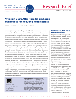 Implications for Reducing Readmissions Click to PDF