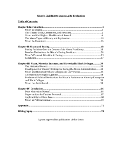 Nixon`s Civil Rights Legacy: A ReEvaluation Table of Contents