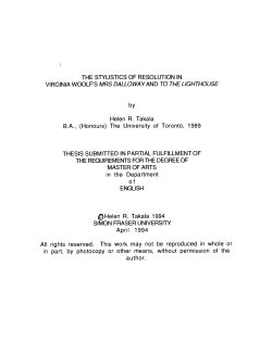 The stylistics of resolution in Virginia Woolf`s Mrs Dalloway and To
