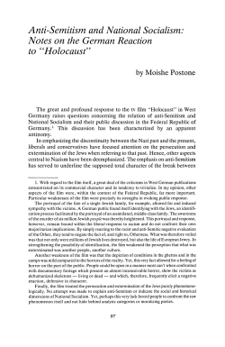 Anti-Semitism and National Socialism: Notes on the German