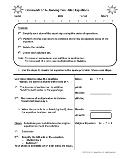 Homework 5-1A&ndash; Solving Two