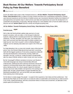 Book Review: All Our Welfare: Towards Participatory Social Policy