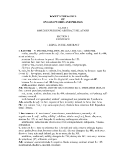 roget`s thesaurus of english words and phrases class i words