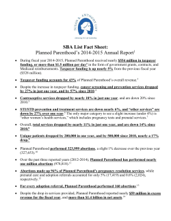SBA List Fact Sheet: Planned Parenthood`s