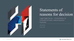 Statements of reasons for decision - Institute of Public Administration